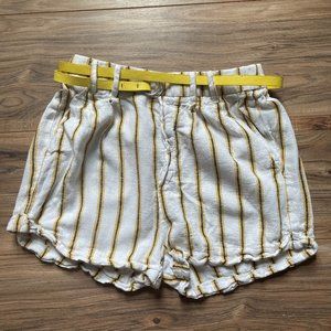 Lone Tree Yellow Striped Shorts with Yellow Belt